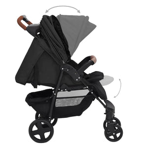 vidaXL Poussette 2-en-1 pour enfant anthracite acier