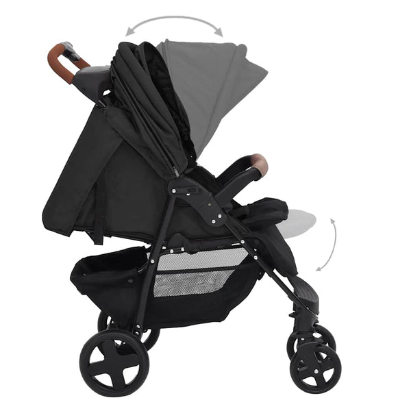 vidaXL Poussette 2-en-1 pour enfant anthracite acier
