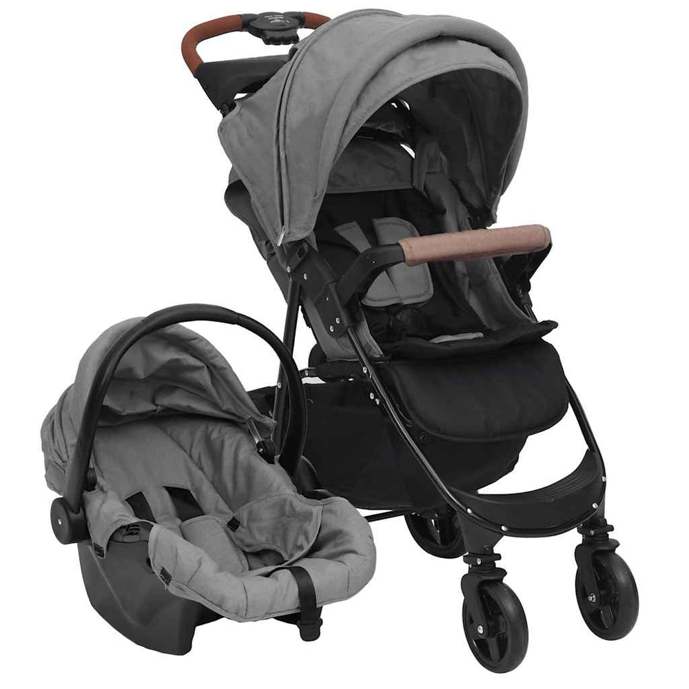 vidaXL Poussette 3-en-1 Gris clair Acier