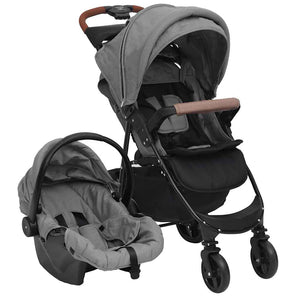 vidaXL Poussette 3-en-1 Gris clair Acier