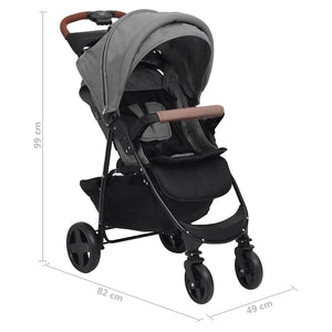 3-in-1 Kinderwagen Hellgrau Stahl