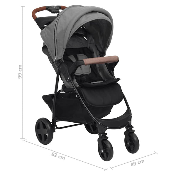 vidaXL Poussette 3-en-1 Gris clair Acier