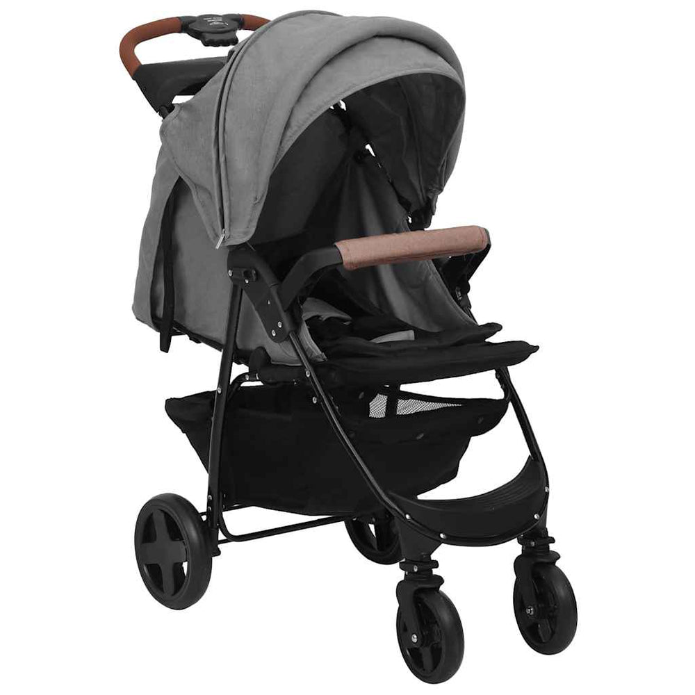 vidaXL Poussette 3-en-1 Gris clair Acier