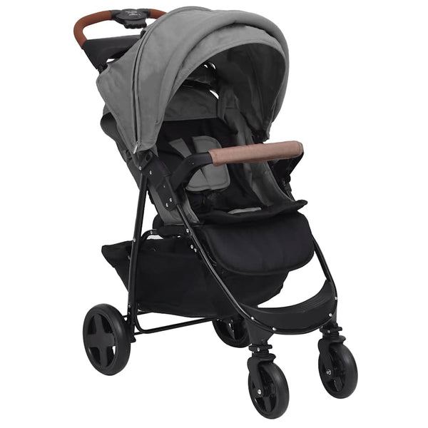 vidaXL Poussette 3-en-1 Gris clair Acier