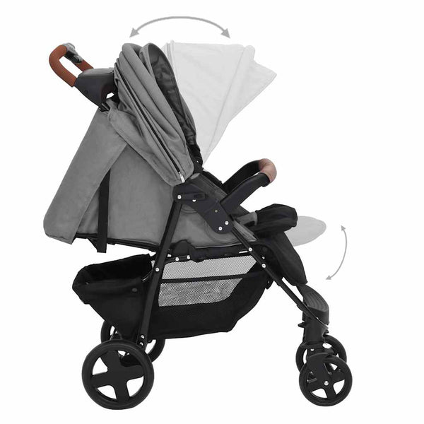 vidaXL Poussette 3-en-1 Gris clair Acier