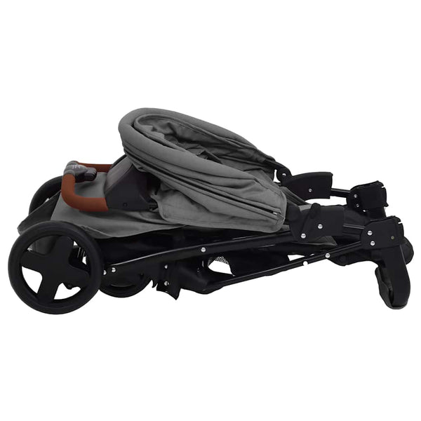 vidaXL Poussette 3-en-1 Gris clair Acier