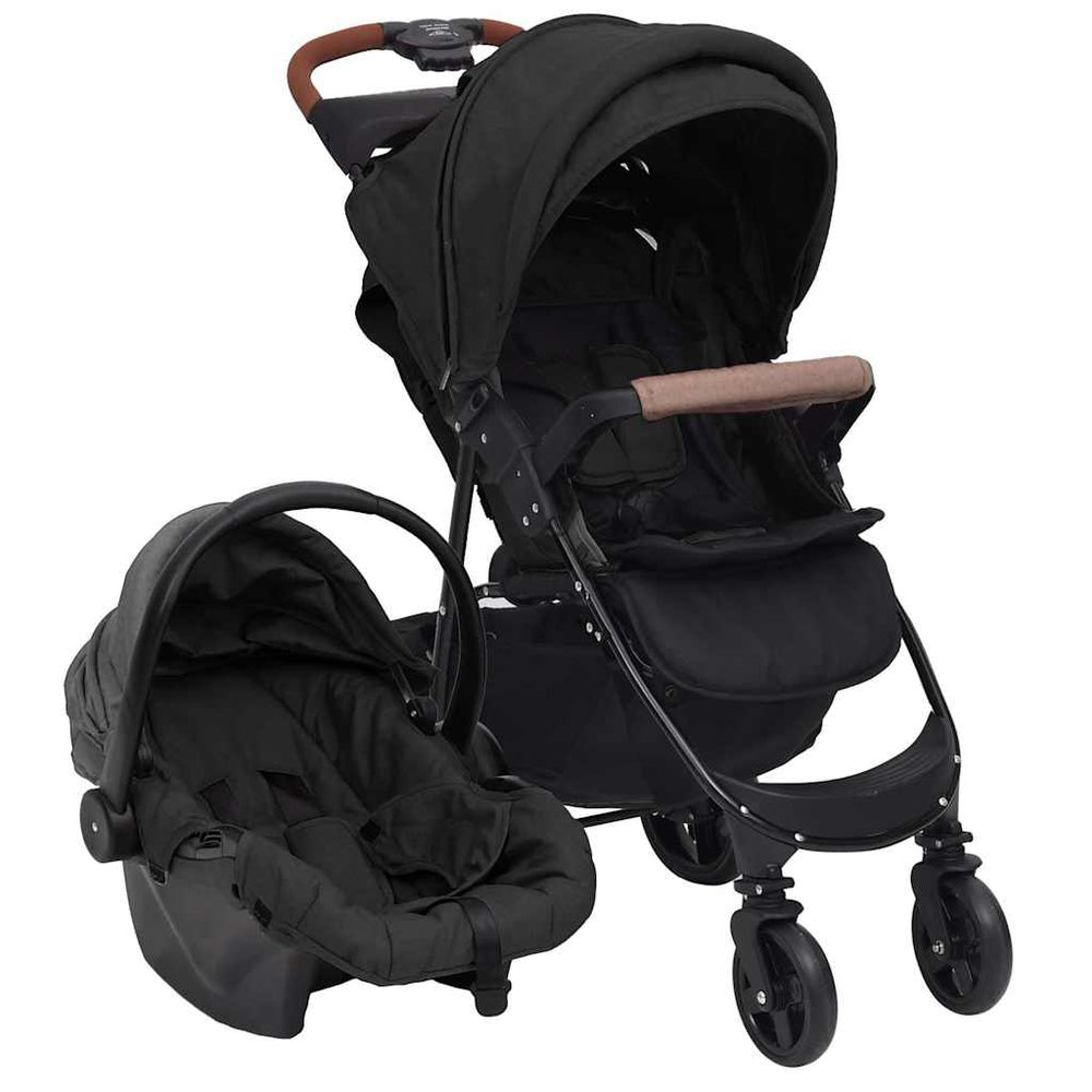 vidaXL Poussette 3-en-1 Anthracite Acier