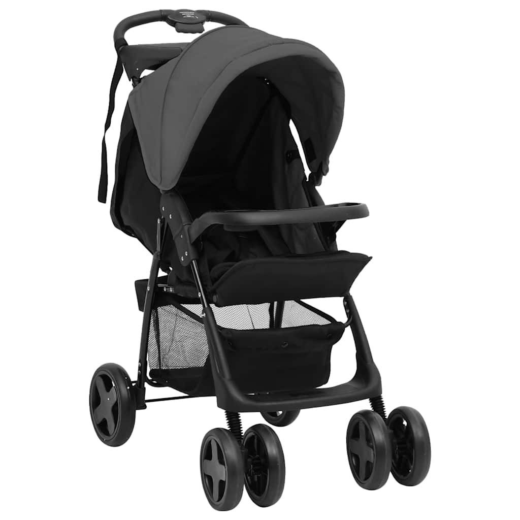 2-in-1 Kinderwagen Dunkelgrau/Schwarz
