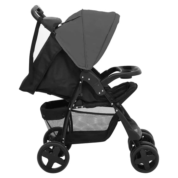 2-in-1 Kinderwagen Dunkelgrau/Schwarz