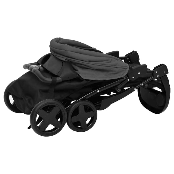 2-in-1 Kinderwagen Dunkelgrau/Schwarz