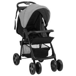 3-in-1 Kinderwagen Hellgrau & Schwarz