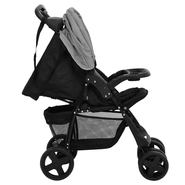 3-in-1 Kinderwagen Hellgrau & Schwarz