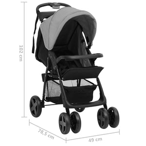 3-in-1 Kinderwagen Hellgrau & Schwarz