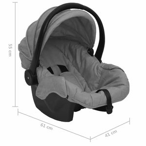 3-in-1 Kinderwagen Hellgrau & Schwarz