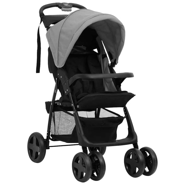 3-in-1 Kinderwagen Hellgrau & Schwarz