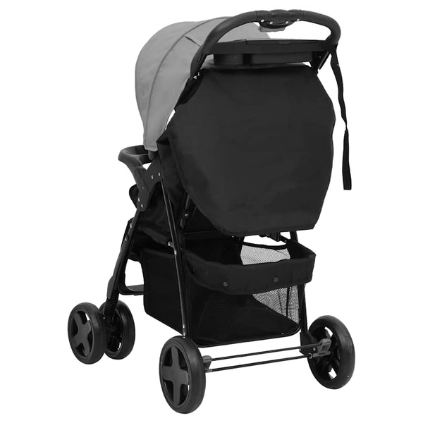 3-in-1 Kinderwagen Hellgrau & Schwarz