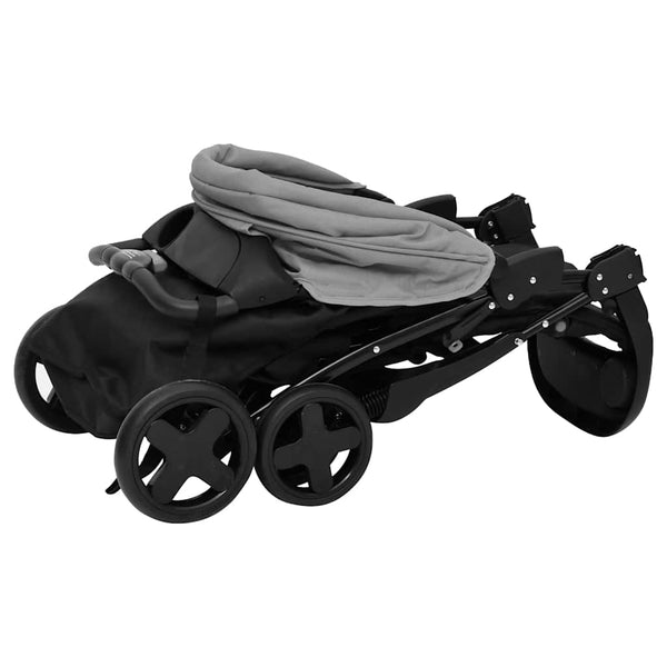 3-in-1 Kinderwagen Hellgrau & Schwarz