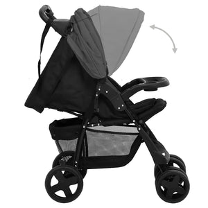 3-in-1 Kinderwagen Dunkelgrau/Schwarz