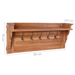 Teak Wandgarderobe mit Ablage, 80cm