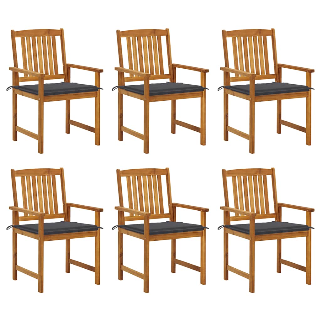 vidaXL Chaises de jardin avec coussins 6 pcs Bois d'acacia massif