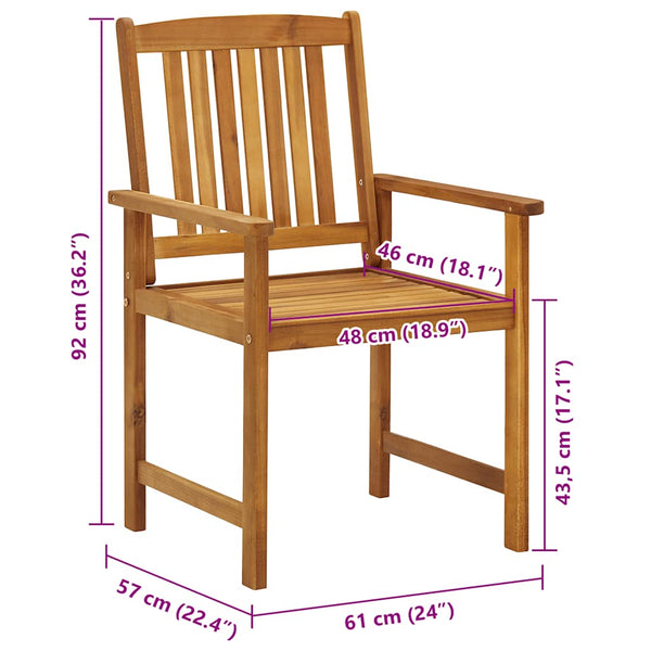 vidaXL Chaises de jardin avec coussins 6 pcs Bois d'acacia massif