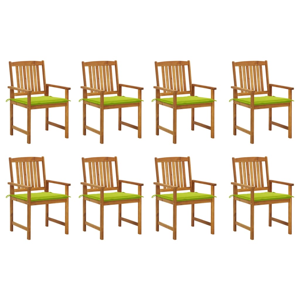 vidaXL Chaises de jardin avec coussins 8 pcs Bois d'acacia massif