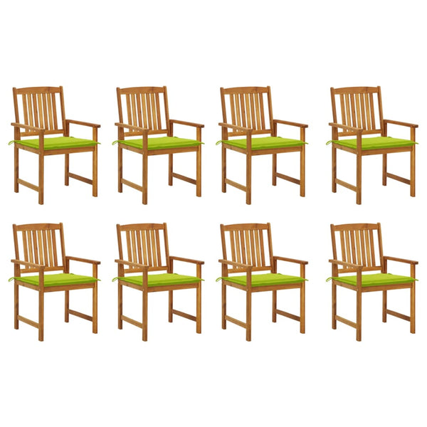 vidaXL Chaises de jardin avec coussins 8 pcs Bois d'acacia massif