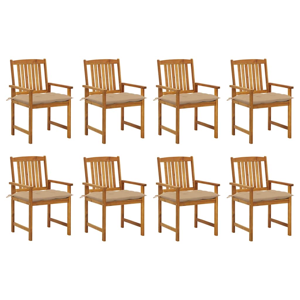 vidaXL Chaises de jardin avec coussins 8 pcs Bois d'acacia massif