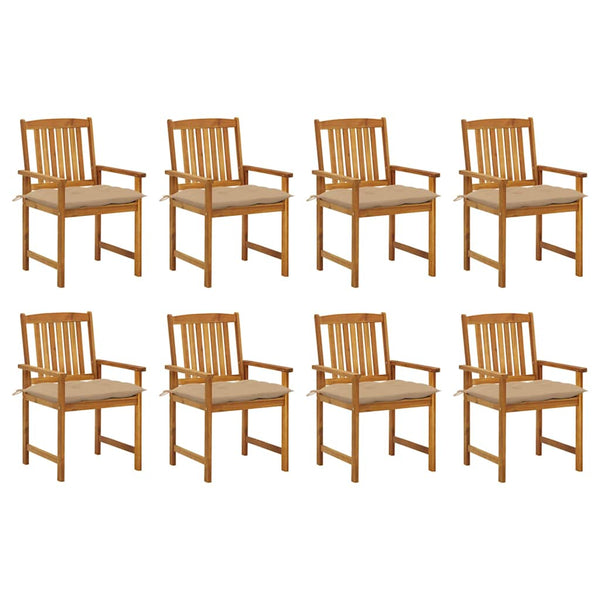 vidaXL Chaises de jardin avec coussins 8 pcs Bois d'acacia massif
