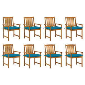 vidaXL Chaises de jardin avec coussins 8 pcs Bois d'acacia massif