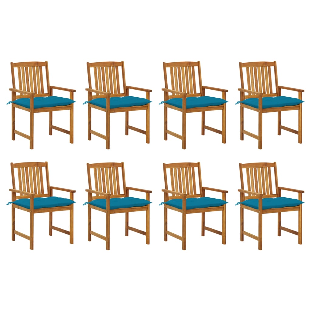 vidaXL Chaises de jardin avec coussins 8 pcs Bois d'acacia massif