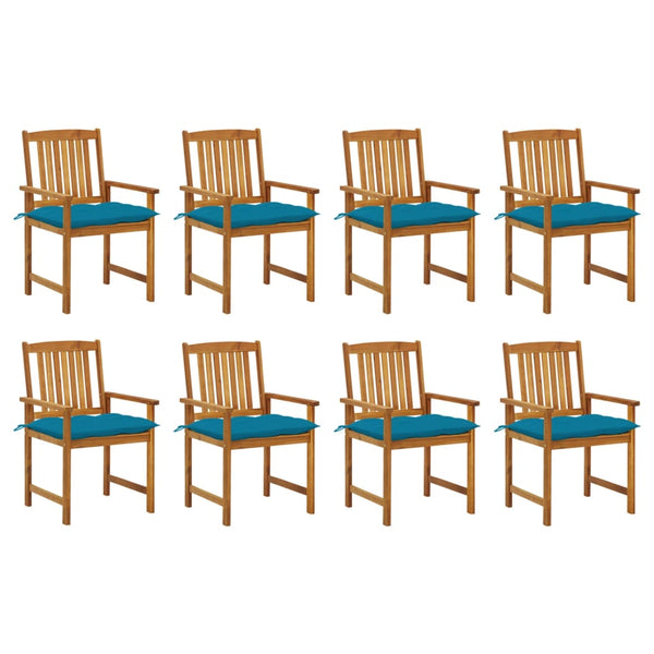 vidaXL Chaises de jardin avec coussins 8 pcs Bois d'acacia massif