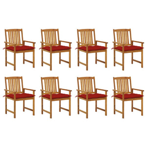 vidaXL Chaises de jardin avec coussins 8 pcs Bois d'acacia massif