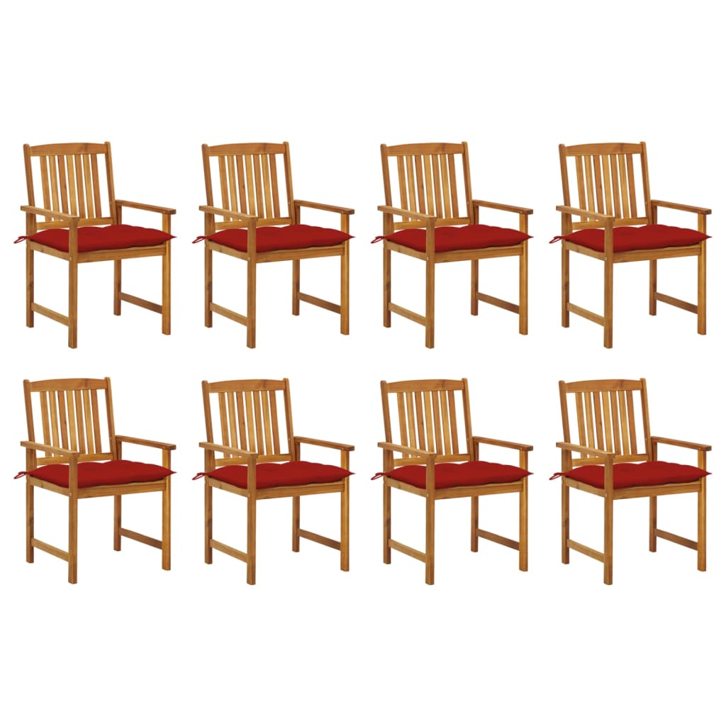 vidaXL Chaises de jardin avec coussins 8 pcs Bois d'acacia massif