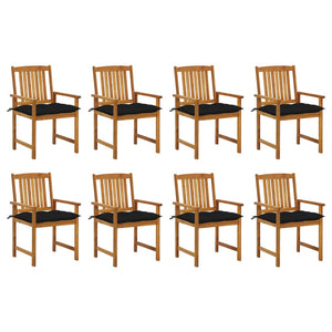 vidaXL Chaises de jardin avec coussins 8 pcs Bois d'acacia massif