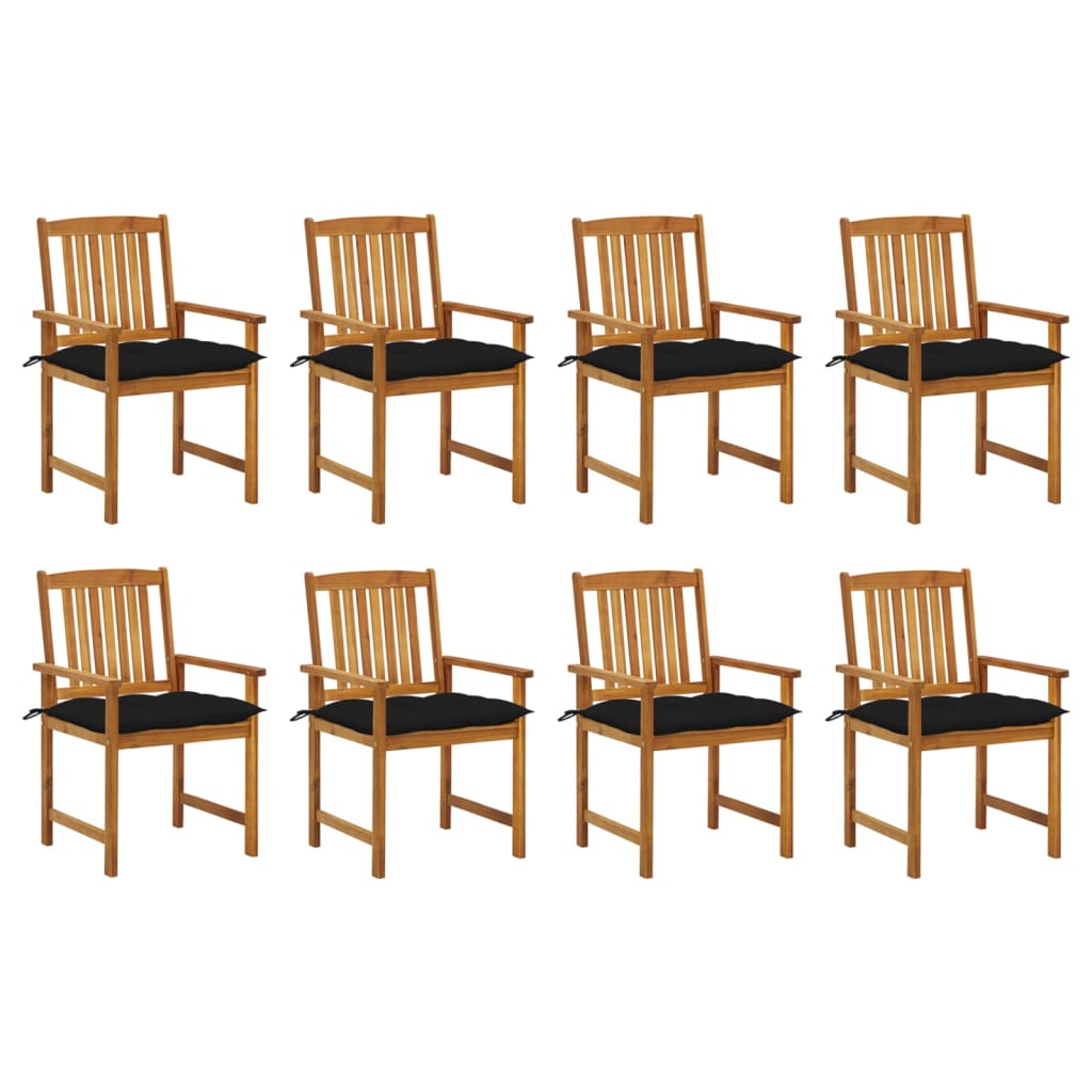 vidaXL Chaises de jardin avec coussins 8 pcs Bois d'acacia massif
