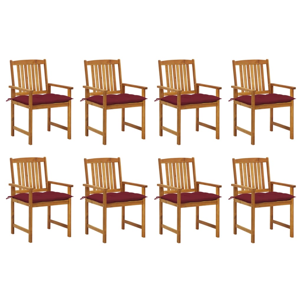 vidaXL Chaises de jardin avec coussins 8 pcs Bois d'acacia massif