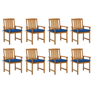 vidaXL Chaises de jardin avec coussins 8 pcs Bois d'acacia massif