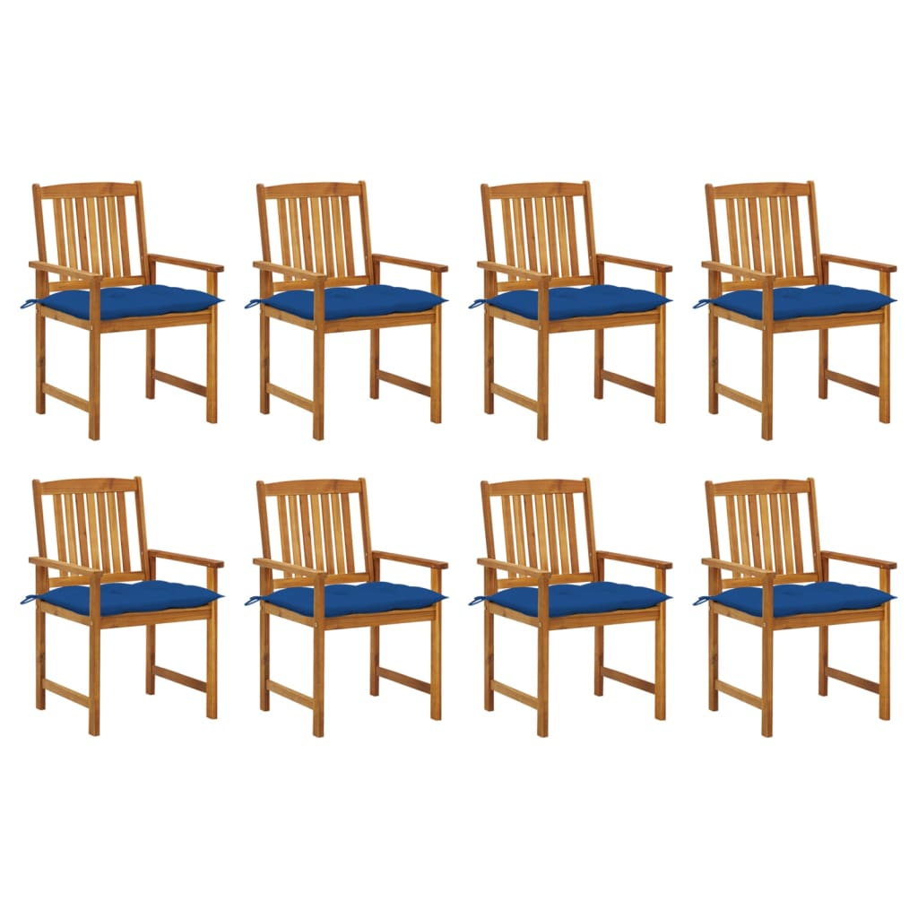 vidaXL Chaises de jardin avec coussins 8 pcs Bois d'acacia massif