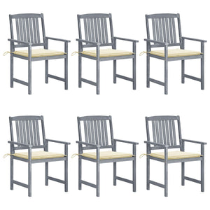 vidaXL Chaises de jardin avec coussins 6 pcs Bois d'acacia massif Gris