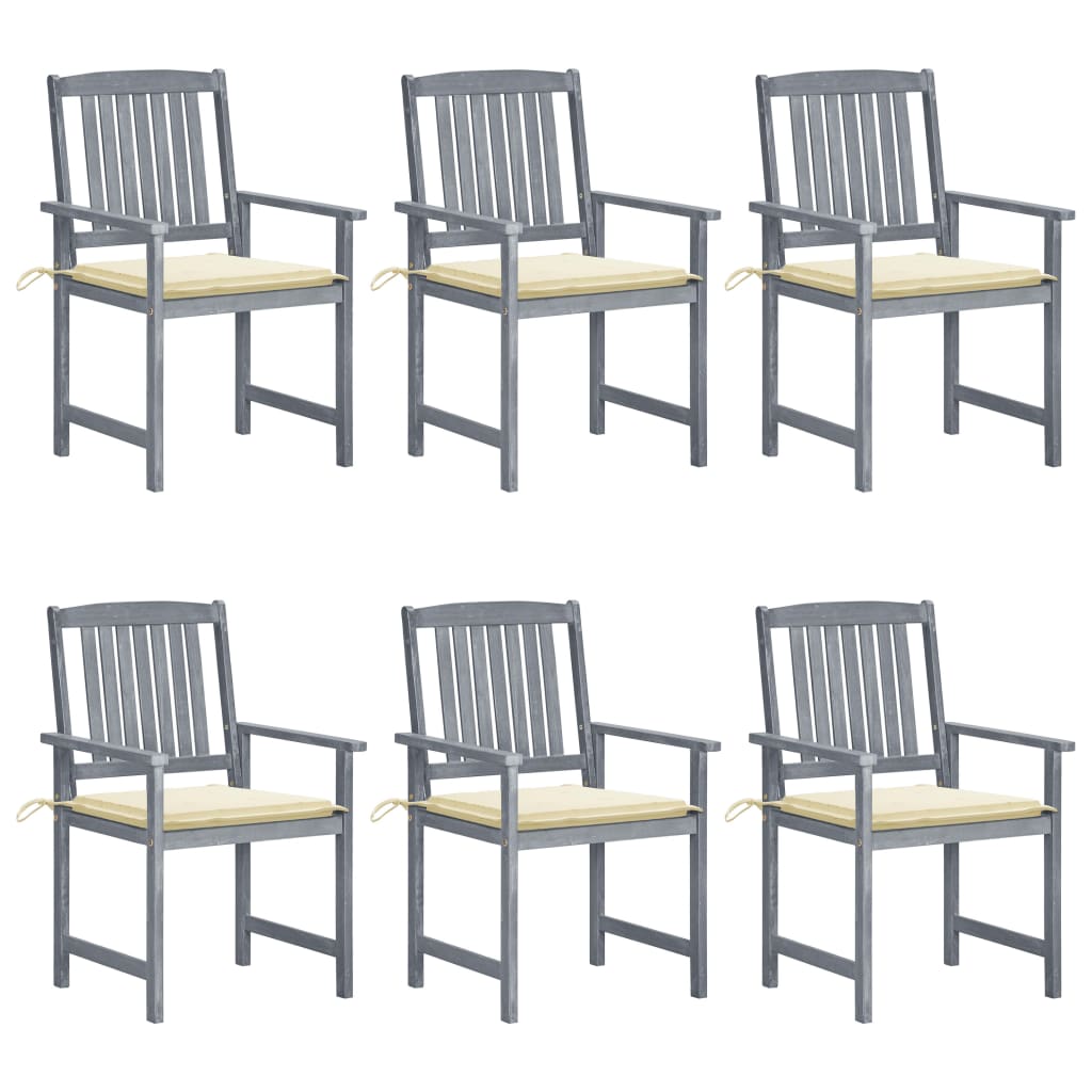 vidaXL Chaises de jardin avec coussins 6 pcs Bois d'acacia massif Gris