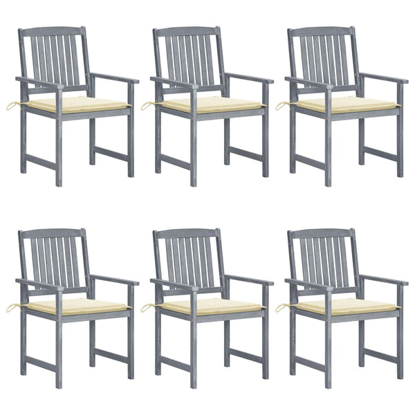 vidaXL Chaises de jardin avec coussins 6 pcs Bois d'acacia massif Gris