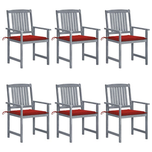 vidaXL Chaises de jardin avec coussins 6 pcs Bois d'acacia massif Gris