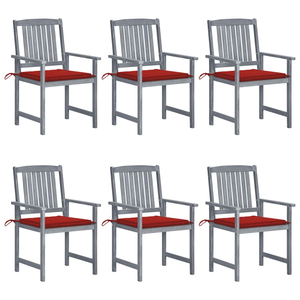 vidaXL Chaises de jardin avec coussins 6 pcs Bois d'acacia massif Gris