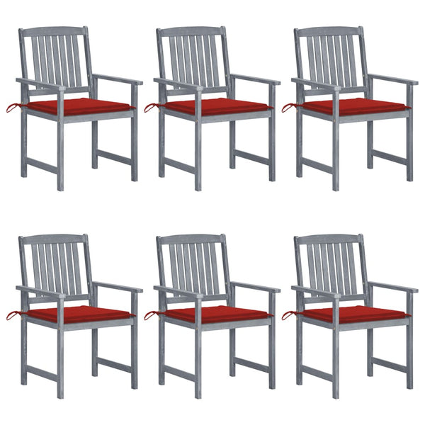 vidaXL Chaises de jardin avec coussins 6 pcs Bois d'acacia massif Gris