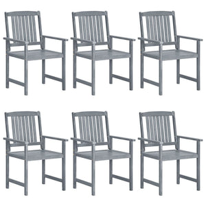 vidaXL Chaises de jardin avec coussins 6 pcs Bois d'acacia massif Gris