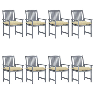 vidaXL Chaises de jardin avec coussins 8 pcs Bois d'acacia massif Gris