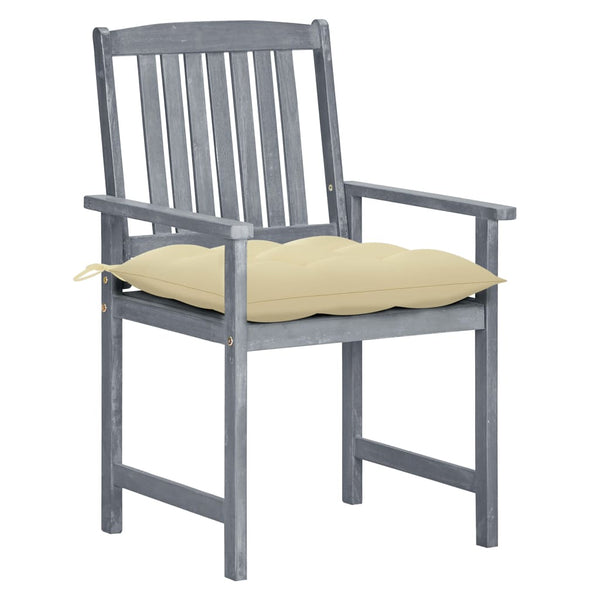 vidaXL Chaises de jardin avec coussins 8 pcs Bois d'acacia massif Gris