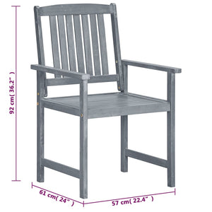 vidaXL Chaises de jardin avec coussins 8 pcs Bois d'acacia massif Gris