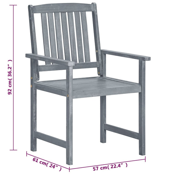 vidaXL Chaises de jardin avec coussins 8 pcs Bois d'acacia massif Gris